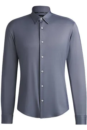 HUGO BOSS Skjorte med slim fit i stof med performance-stræk og struktur