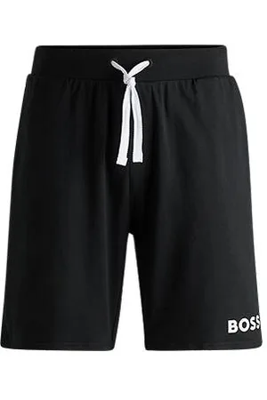 HUGO BOSS Shorts i sweatkvalitet af bomuld med løbesnore og kontrastlogo