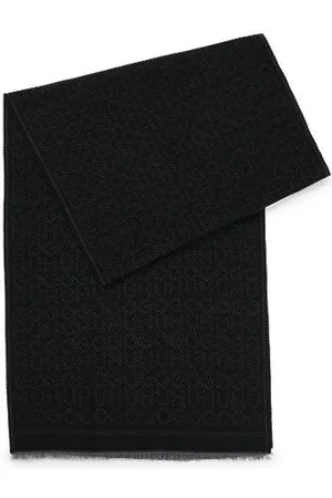HUGO BOSS Jacquardvævet tørklæde med nålestribet mønster med logoer
