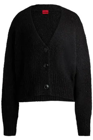 HUGO BOSS Oversized fit cardigan med V-hals og afkortet længde