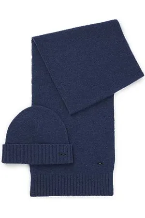 HUGO BOSS Gavesæt med en hue og et tørklæde i uldblanding