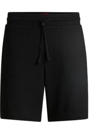 HUGO BOSS Vaffelvævet pyjamasshorts med broderet logo
