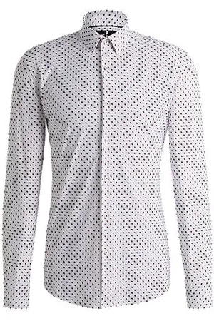 HUGO BOSS Skjorte med slim fit i jersey med performance-stræk og geometrisk print