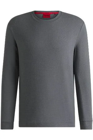 HUGO BOSS Pyjamas-top i bomuldsblanding med broderet logo
