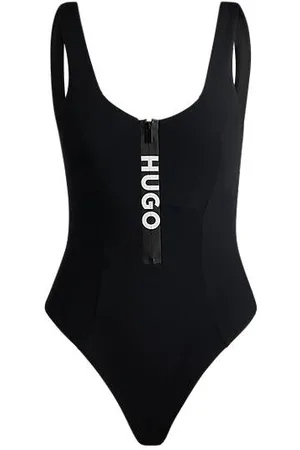 HUGO BOSS Badedragt med logolynlås og udtagelig polstring