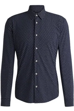 HUGO BOSS Slim fit-skjorte lavet af performance-stof med stræk og geometrisk print