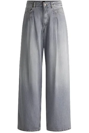 HUGO BOSS Jeans med brede ben i grå denim med læg