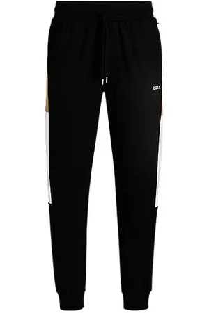 HUGO BOSS Tracksuit-bukser i sweatstof af bomuld med kontrastpaneler i siden