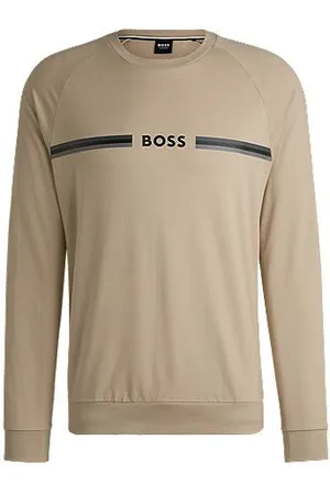 HUGO BOSS Sweatshirt i bomuldsfrotté med logoprint