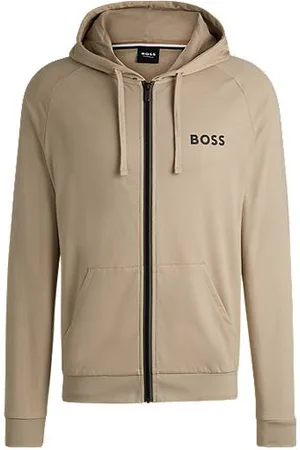 HUGO BOSS Hættetrøje i sweatkvalitet af bomuld med lynlås og logoprint