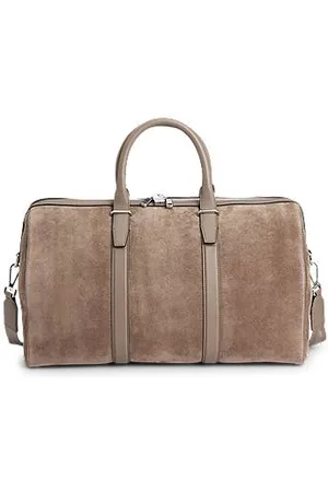 HUGO BOSS Weekendtaske i ruskind med detaljer i glat læder