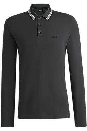 HUGO BOSS Poloshirt med lange ærmer i bomuldspiqué