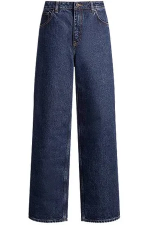HUGO BOSS Relaxed fit jeans i vasket blå denim
