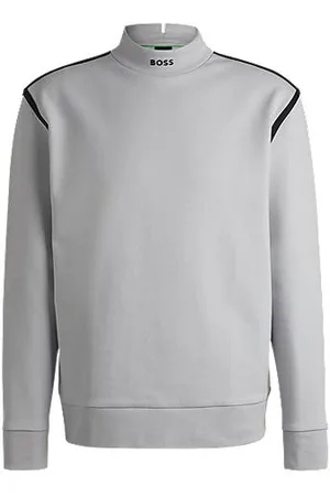 HUGO BOSS Sweatshirt i bomuldsblanding med høj, brandet hals