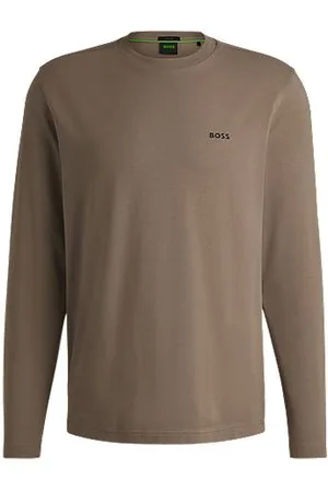 HUGO BOSS T-shirt med lange ærmer i bomuld med stræk kontrastlogo