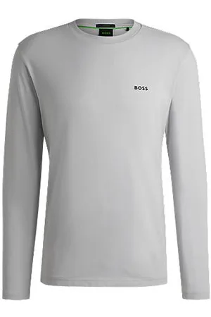HUGO BOSS T-shirt med lange ærmer i bomuld med stræk kontrastlogo
