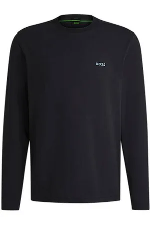 HUGO BOSS T-shirt med lange ærmer i bomuld med stræk kontrastlogo