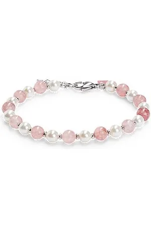 HUGO BOSS Justerbart armbånd med naturlige perler og pink sten