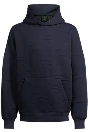 HUGO BOSS Hættetrøje med relaxed fit og sekskantet quiltning