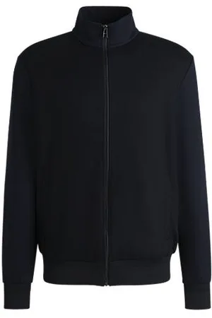 HUGO BOSS Sweatshirt med regular fit og lynlås i bomuld med stræk