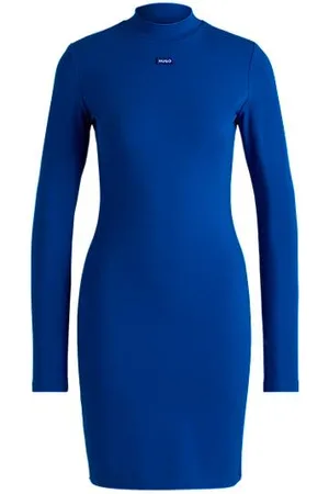HUGO BOSS Bodycon-kjole i bomuld med stræk og logomærkat