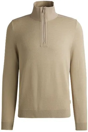 HUGO BOSS Sweater med lynlås i halsen og softshellkanter