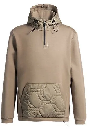 HUGO BOSS Hættetrøje med lynlås i halsen og vatteret quiltning