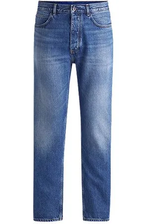 HUGO BOSS Jeans med regular fit i mørkeblå stonewashed denim