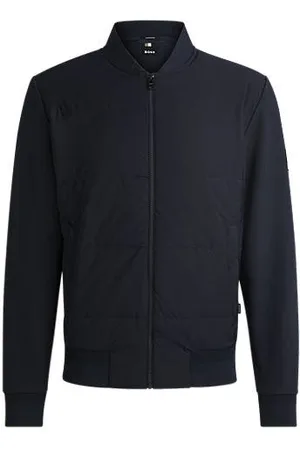 HUGO BOSS Sweatshirt med lynlås i bomuldsblanding med polstret front