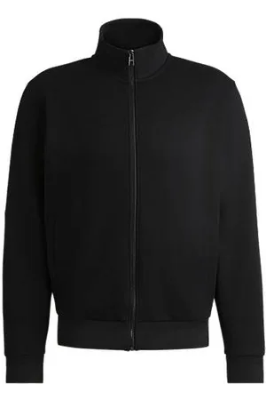 HUGO BOSS Sweatshirt med regular fit og lynlås i bomuld med stræk