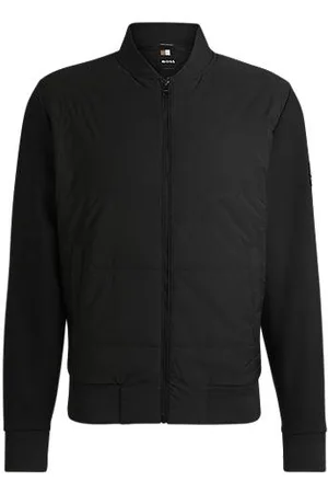HUGO BOSS Sweatshirt med lynlås i bomuldsblanding med polstret front