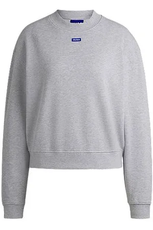 HUGO BOSS Sweatshirt i bomuldsfrotté med logobadge