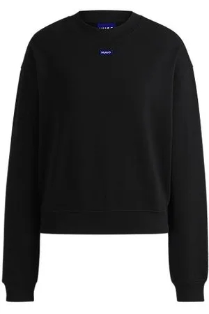 HUGO BOSS Sweatshirt i bomuldsfrotté med logobadge