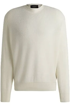 HUGO BOSS Sweater med regular fit af hør og kashmir