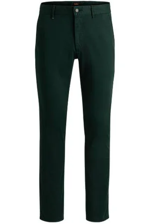 HUGO BOSS Slim fit chinos i bomuldssatin med stræk