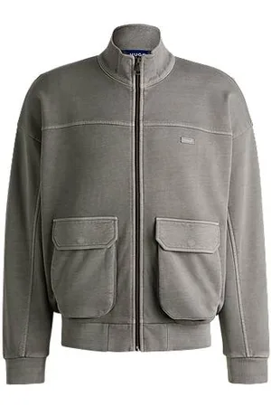HUGO BOSS Sweatshirt af bomuldsfrotté med topsømme