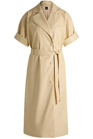 HUGO BOSS Kjole i imiteret læder med relaxed fit og trenchcoat-stil