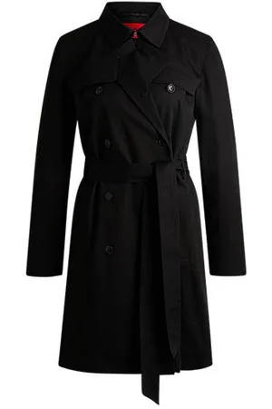 HUGO BOSS Regular fit trenchcoat med dobbeltradet lukning i bomuld