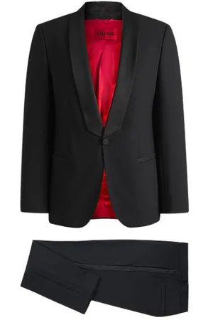 HUGO BOSS Aftenjakkesæt med slim fit i stof med stræk, der kan vaskes