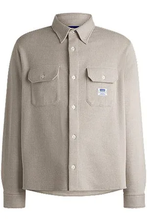 HUGO BOSS Oversize fit skjorte i en tekstureret bomuldsblanding