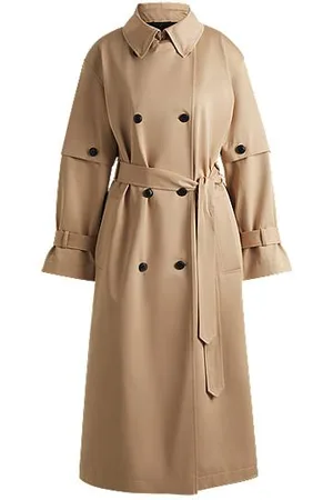 HUGO BOSS Trenchcoat i bomuld med dobbeltradet lukning