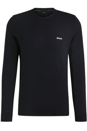HUGO BOSS Sweater i bomuldsblanding med regular fit og logoprint