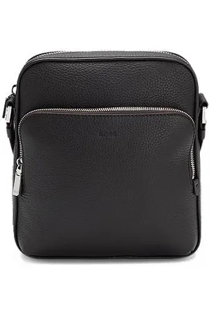 HUGO BOSS Skuldertaske i italiensk læder med præget logo