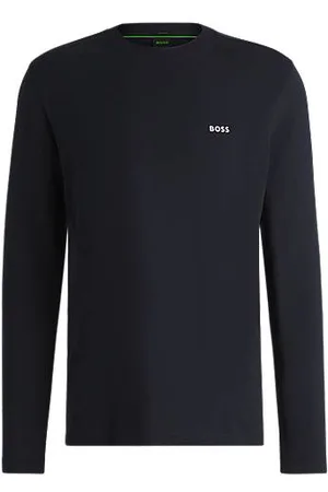 HUGO BOSS T-shirt med lange ærmer i bomuld med stræk kontrastlogo