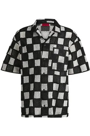 HUGO BOSS Skjorte med oversize fit og tern