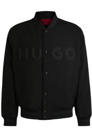 HUGO BOSS Vandskyende bomberjakke med gummiimprægneret logo