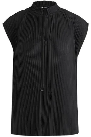 HUGO BOSS Top i stof med stræk og plissering
