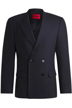 HUGO BOSS Jakke med slim fit i poplin af uldblanding med stræk