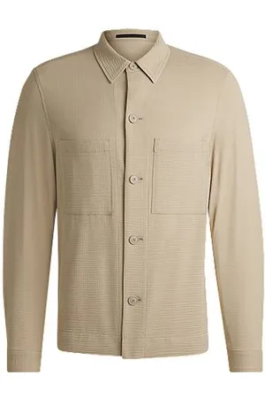 HUGO BOSS Yderskjorte med relaxed fit i bæk og bølge med stræk