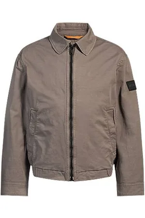 HUGO BOSS Jakke med relaxed fit i bomuldstwill med stræk